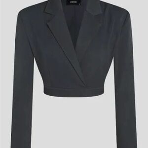 Cider Cropped Blazer Jacket in Charcoal Gray